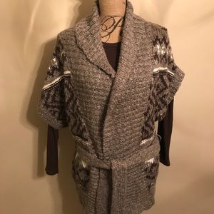 Thick chunky wrap sweater very warm brown tones